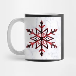 Wubtertune Snowflake Buffalo Red Checks on White Marble Look Graphic Design Christmas Mug